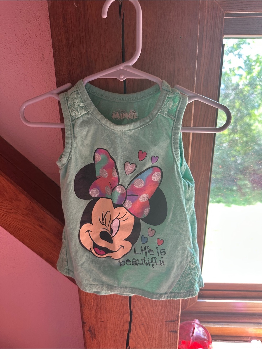Disney Mint Green Minnie Mouse Tank Top with Colorful Bow